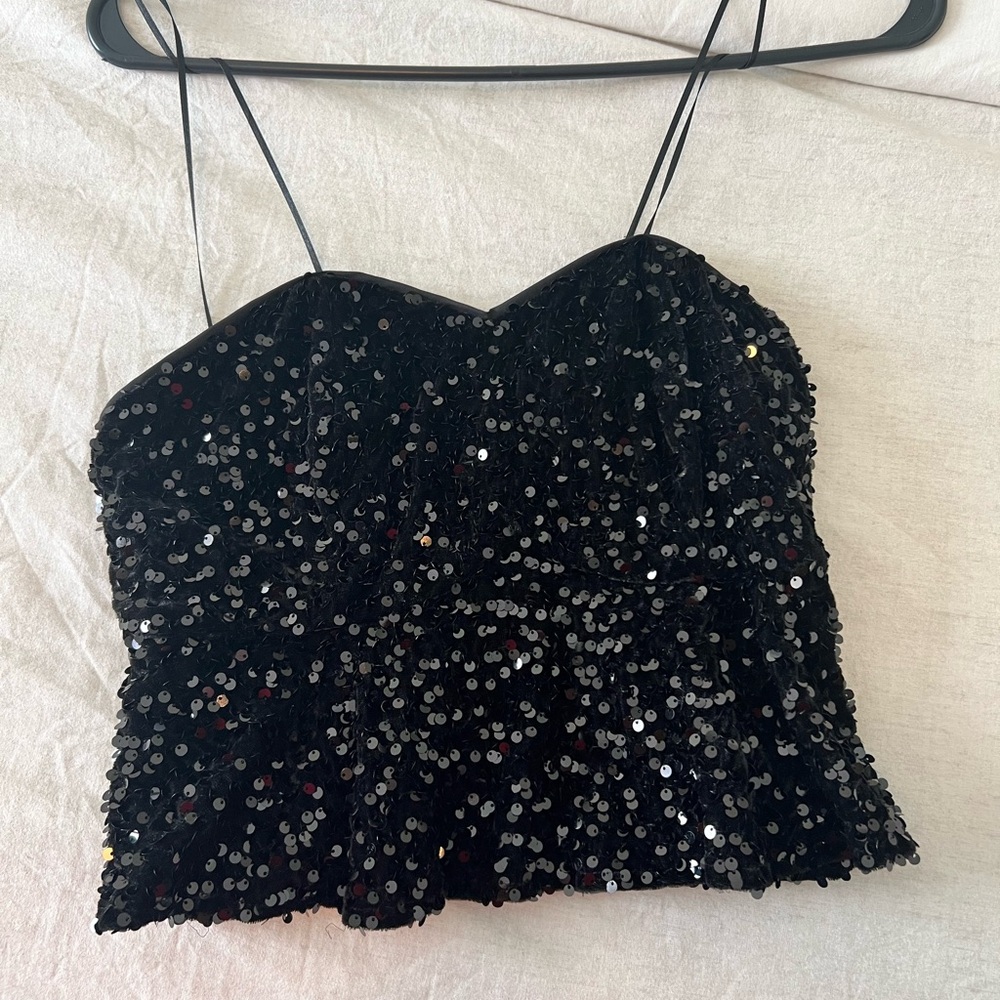 Boutique Black Strapless Sequin Top
